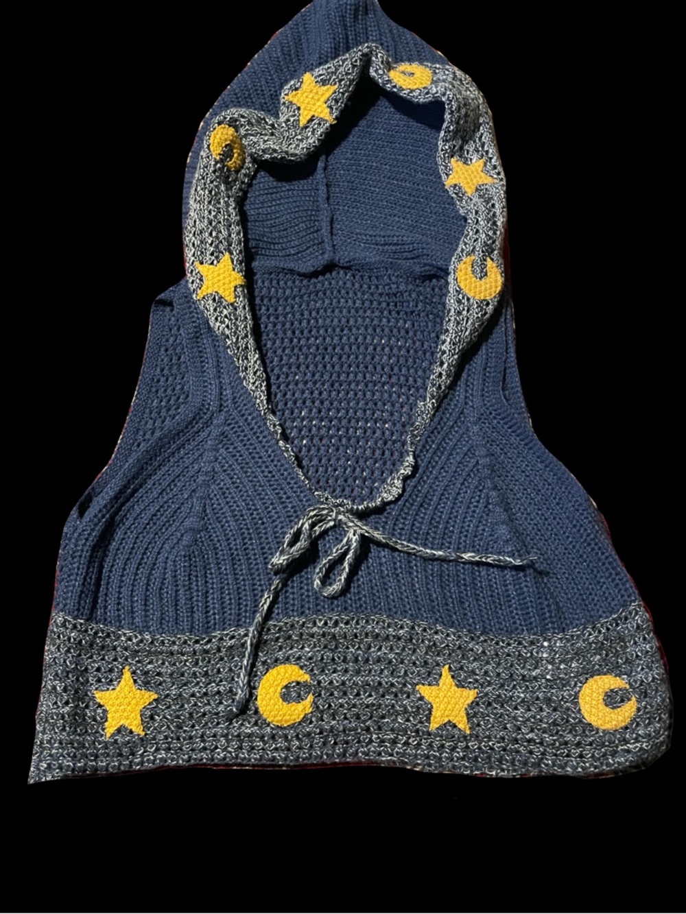 Navy Knit Hooded ethereal whimsicalgoth vest (handmade)